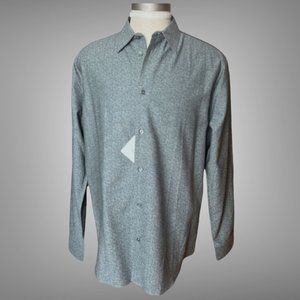 Hermes New Cotton Shirt 17 1/2 /44 Made in France Tete A Tete Jacquard Design